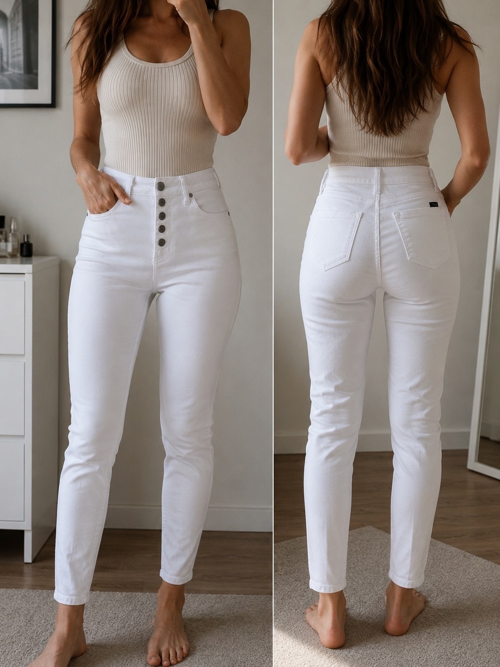 1822 Denim White High Rise Skinny Jeans Button Fly Size 8